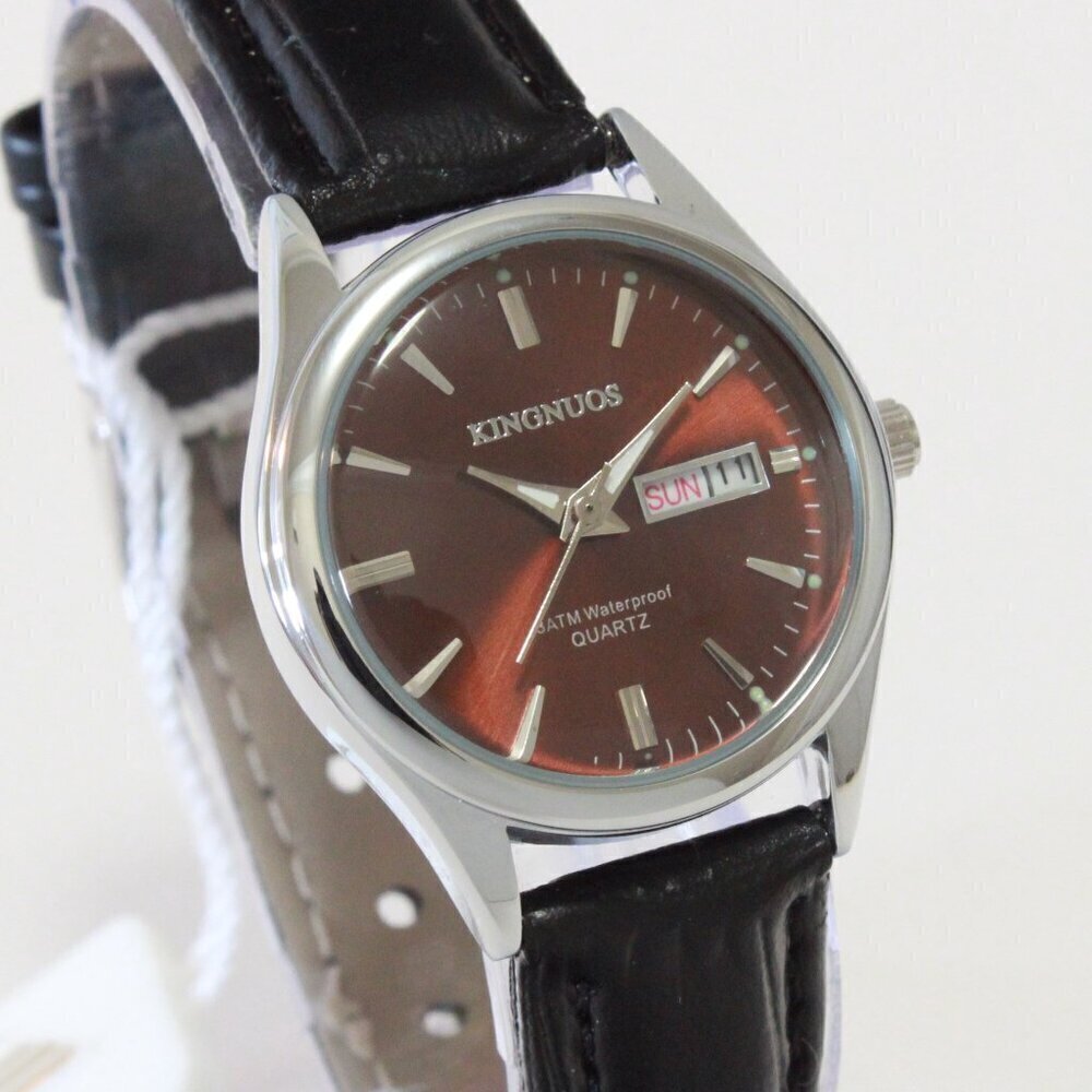 Women's Contemporary Dress Watch Silver With Black Strap 28mm